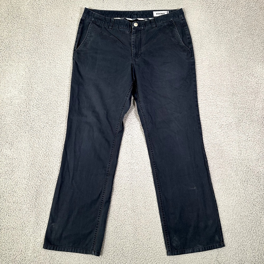 Bonobos Pants Mens 34x29 Blue‎ Washed Chino Casual Preppy Slim Straight Logo